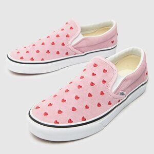 Vans Valentine Classic Slip Ons Pink Suede & Red Hearts Women's 6